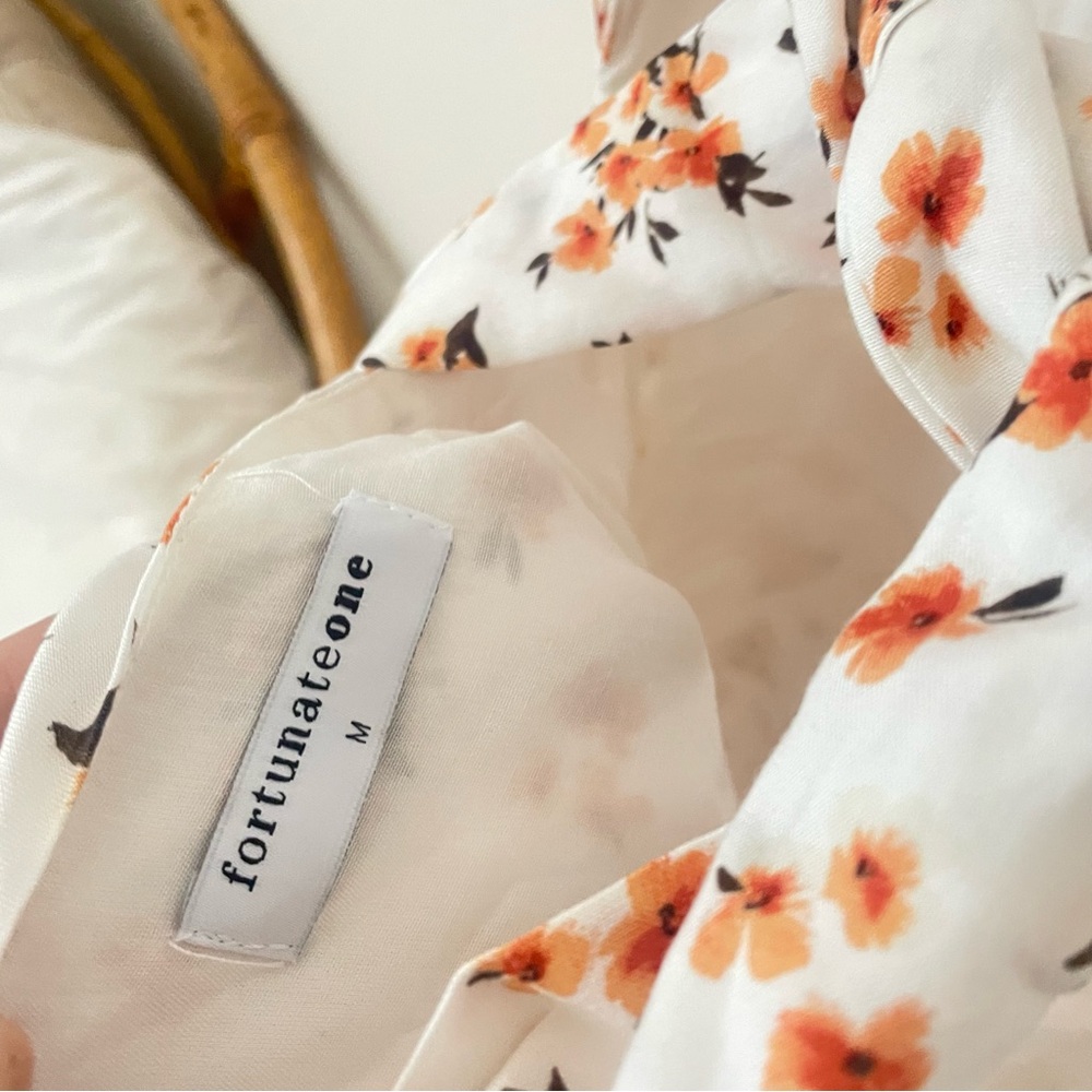 Hello Molly White Midi Dress with Orange Floral Print - Picture 6 of 6